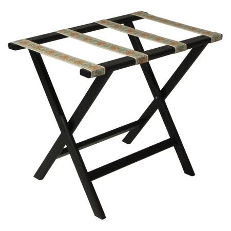 Wooden Mallet Deluxe Straight Leg Luggage Rack with Tapestry Straps - Black LR-BKTAP